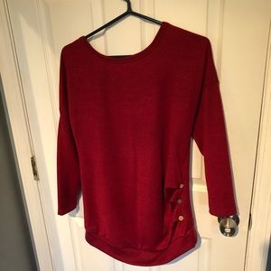 Red knitted sweater with buttons